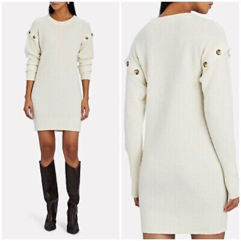 INTERMIX Layered Look‎ Nora Mini Sweater Dress Ivory Knit Wool  Cashmere Size L